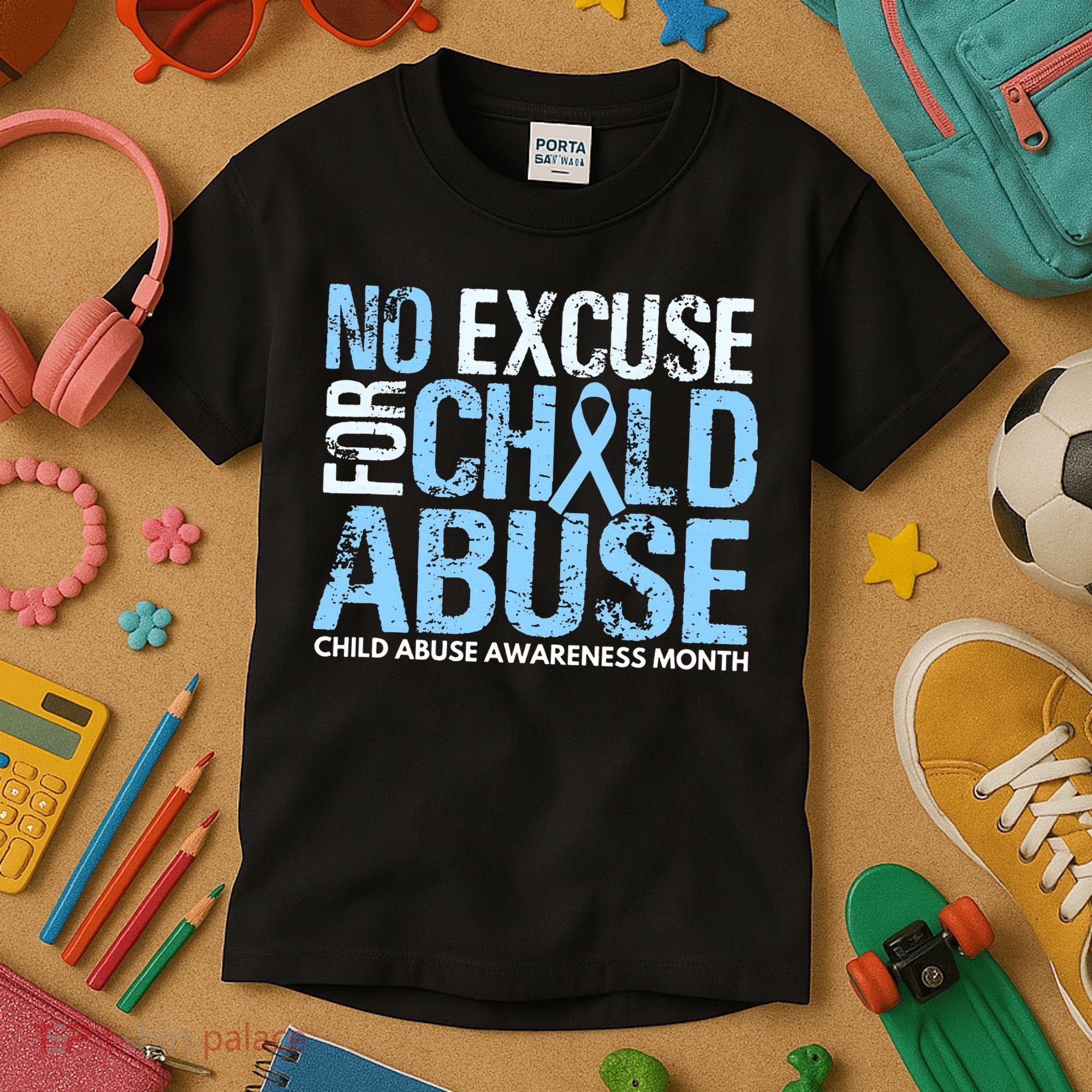 Child Abuse Awareness Month No Excuse For Child Abuse Kids T-Shirt