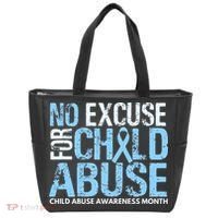 Child Abuse Awareness Month No Excuse For Child Abuse Tote Bag thumb 0