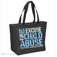 Child Abuse Awareness Month No Excuse For Child Abuse Tote Bag thumb 2