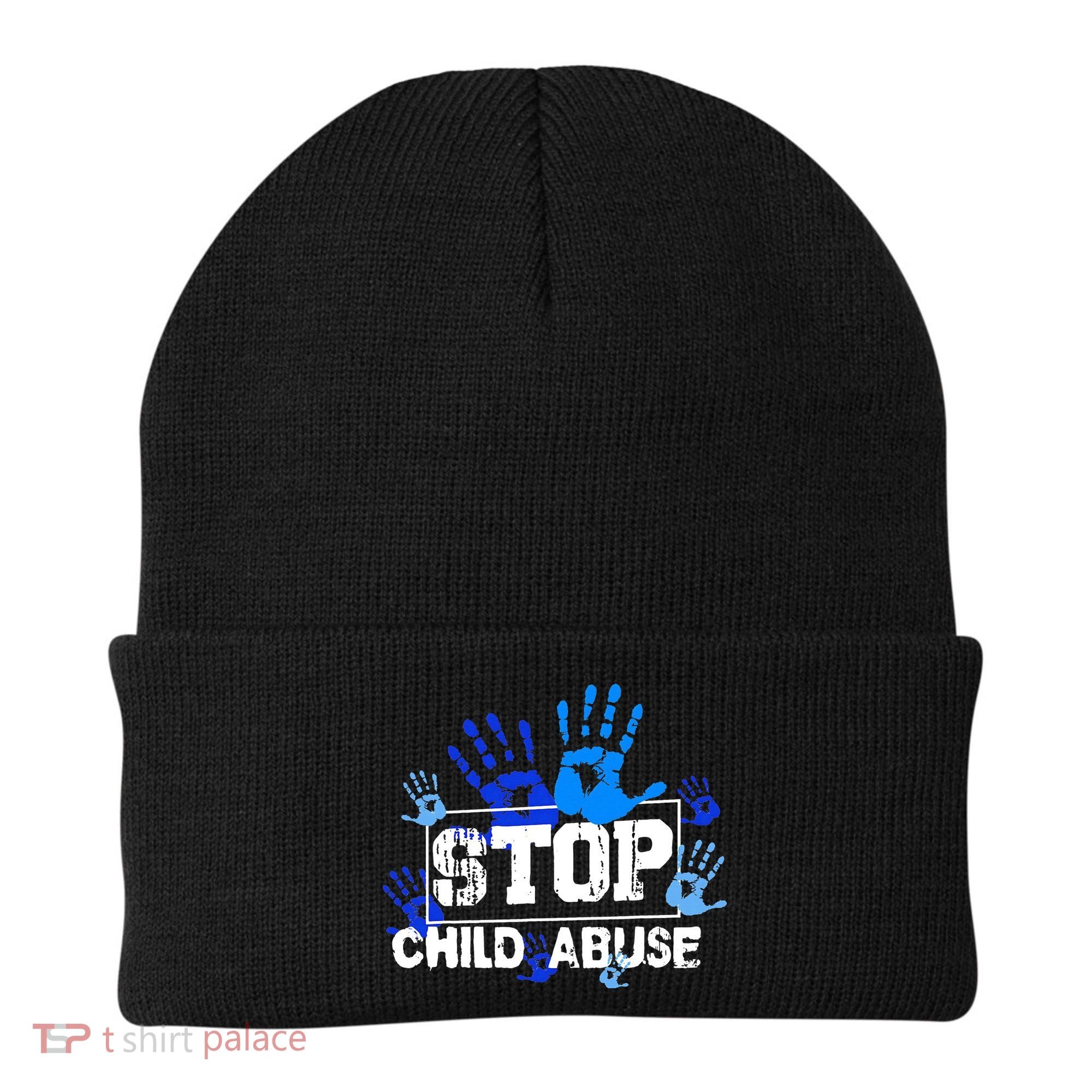 Child Abuse Awareness Warrior Blue Heart Domestic Violence Beanie