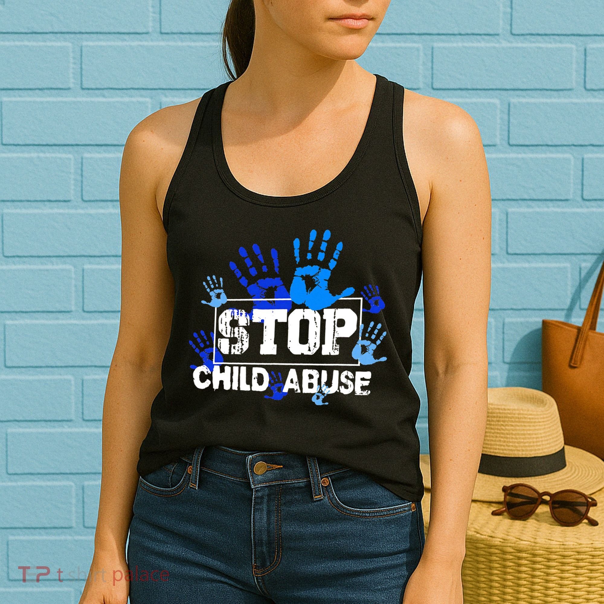 Child Abuse Awareness Warrior Blue Heart Domestic Violence Women's Tank Top
