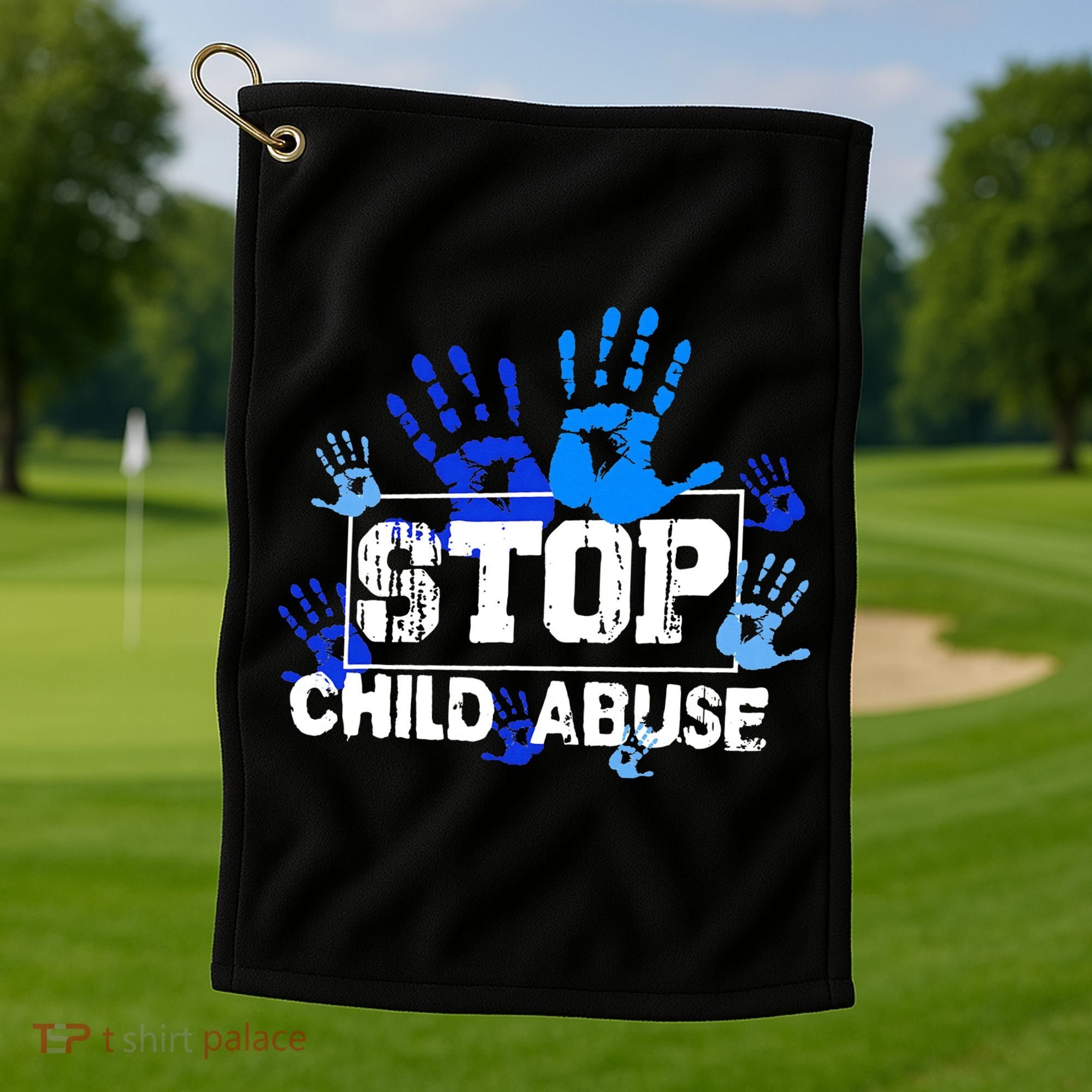 Child Abuse Awareness Warrior Blue Heart Domestic Violence Golf Towel
