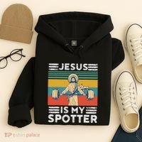 Christian Athlete Apparel Workout Gym Jesus Is My Spotter Hoodie thumb 4