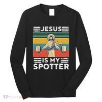 Christian Athlete Apparel Workout Gym Jesus Is My Spotter Long Sleeve Shirt thumb 0