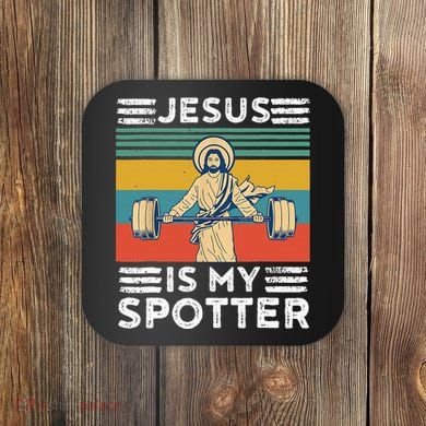 Christian Athlete Apparel Workout Gym Jesus Is My Spotter Coaster