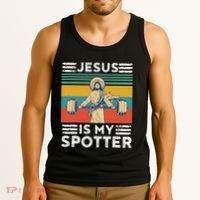 Christian Athlete Apparel Workout Gym Jesus Is My Spotter Tank Top thumb 3