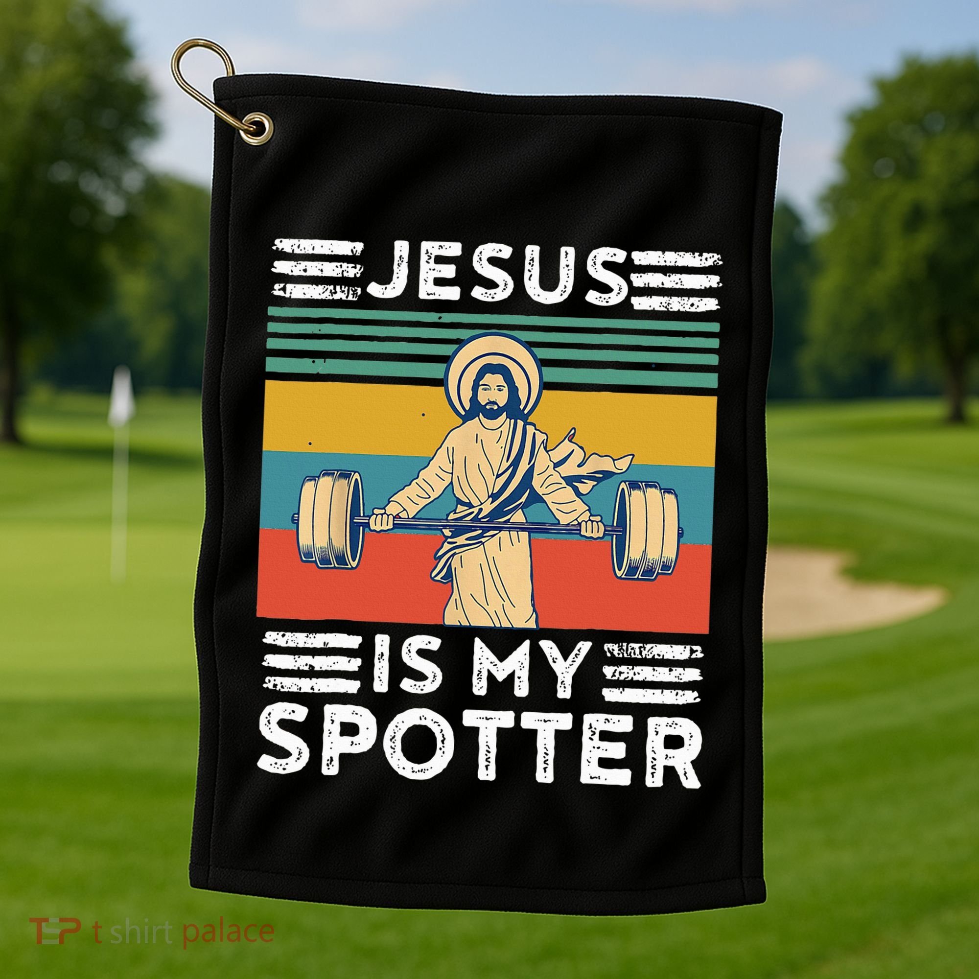 Christian Athlete Apparel Workout Gym Jesus Is My Spotter Golf Towel