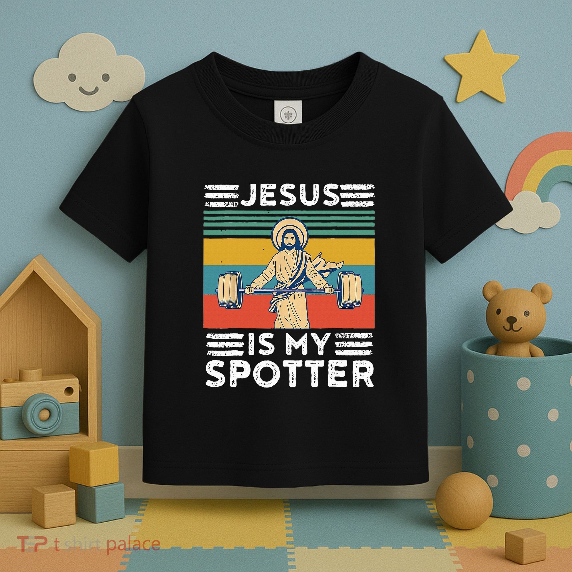 Christian Athlete Apparel Workout Gym Jesus Is My Spotter Toddler T-Shirt