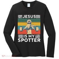 Christian Athlete Apparel Workout Gym Jesus Is My Spotter Women's Long Sleeve Shirt thumb 0