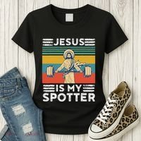 Christian Athlete Apparel Workout Gym Jesus Is My Spotter Women's T-Shirt thumb 3