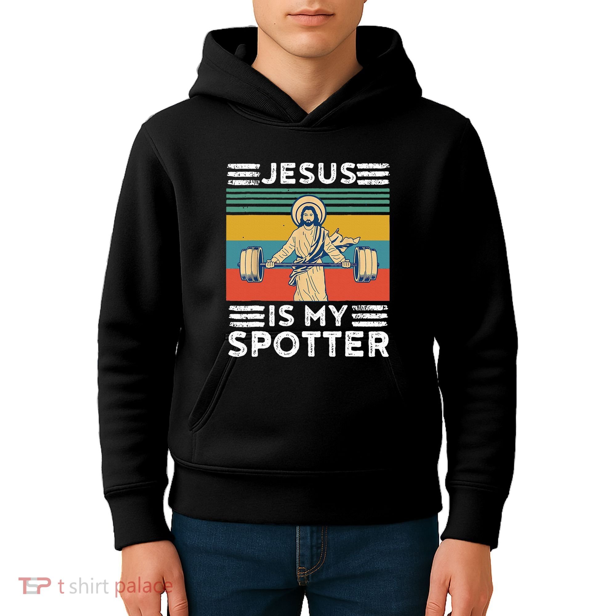 Christian Athlete Apparel Workout Gym Jesus Is My Spotter Kids Hoodie
