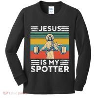 Christian Athlete Apparel Workout Gym Jesus Is My Spotter Kids Long Sleeve Shirt thumb 0