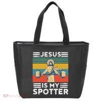 Christian Athlete Apparel Workout Gym Jesus Is My Spotter Tote Bag thumb 0