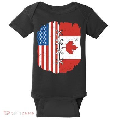 Canadian And American Vintage Flag Baby Bodysuit