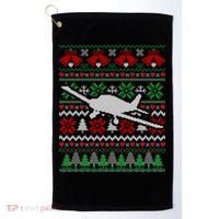 Christmas Airplane Aviation Gift Golf Towel thumb 0