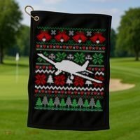 Christmas Airplane Aviation Gift Golf Towel thumb 1