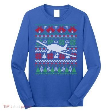 Christmas Airplane Aviation Gift Long Sleeve Shirt