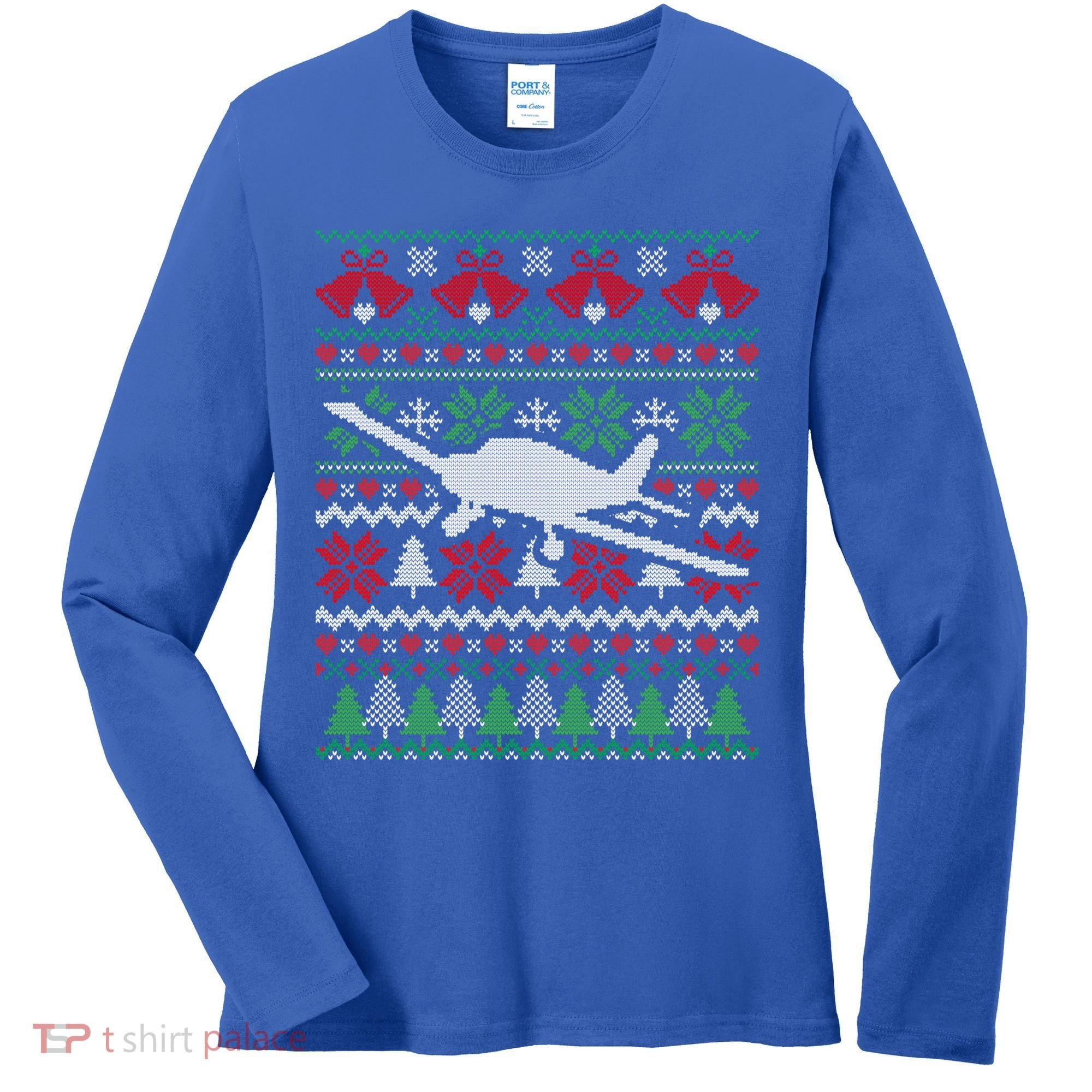 Christmas Airplane Aviation Gift Women's Long Sleeve Shirt