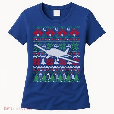 Christmas Airplane Aviation Gift Women's T-Shirt