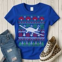 Christmas Airplane Aviation Gift Women's T-Shirt thumb 3