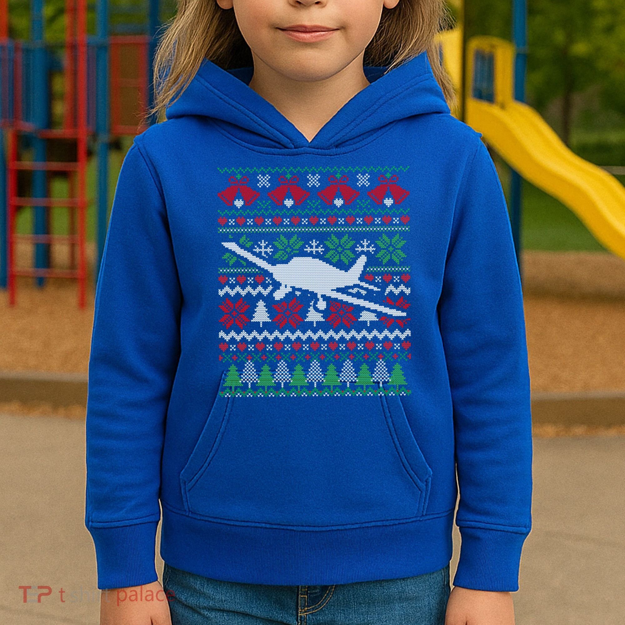 Christmas Airplane Aviation Gift Kids Hoodie