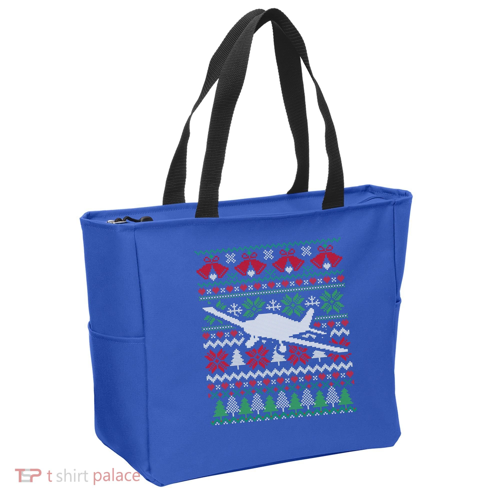 Christmas Airplane Aviation Gift Tote Bag