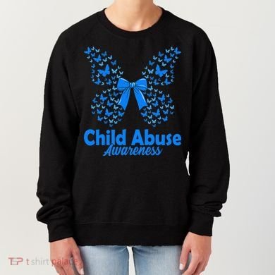 Child Abuse Awareness Month Blue Butterfly Coquette Bow Women's Sweatshirt