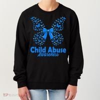 Child Abuse Awareness Month Blue Butterfly Coquette Bow Women's Sweatshirt thumb 0
