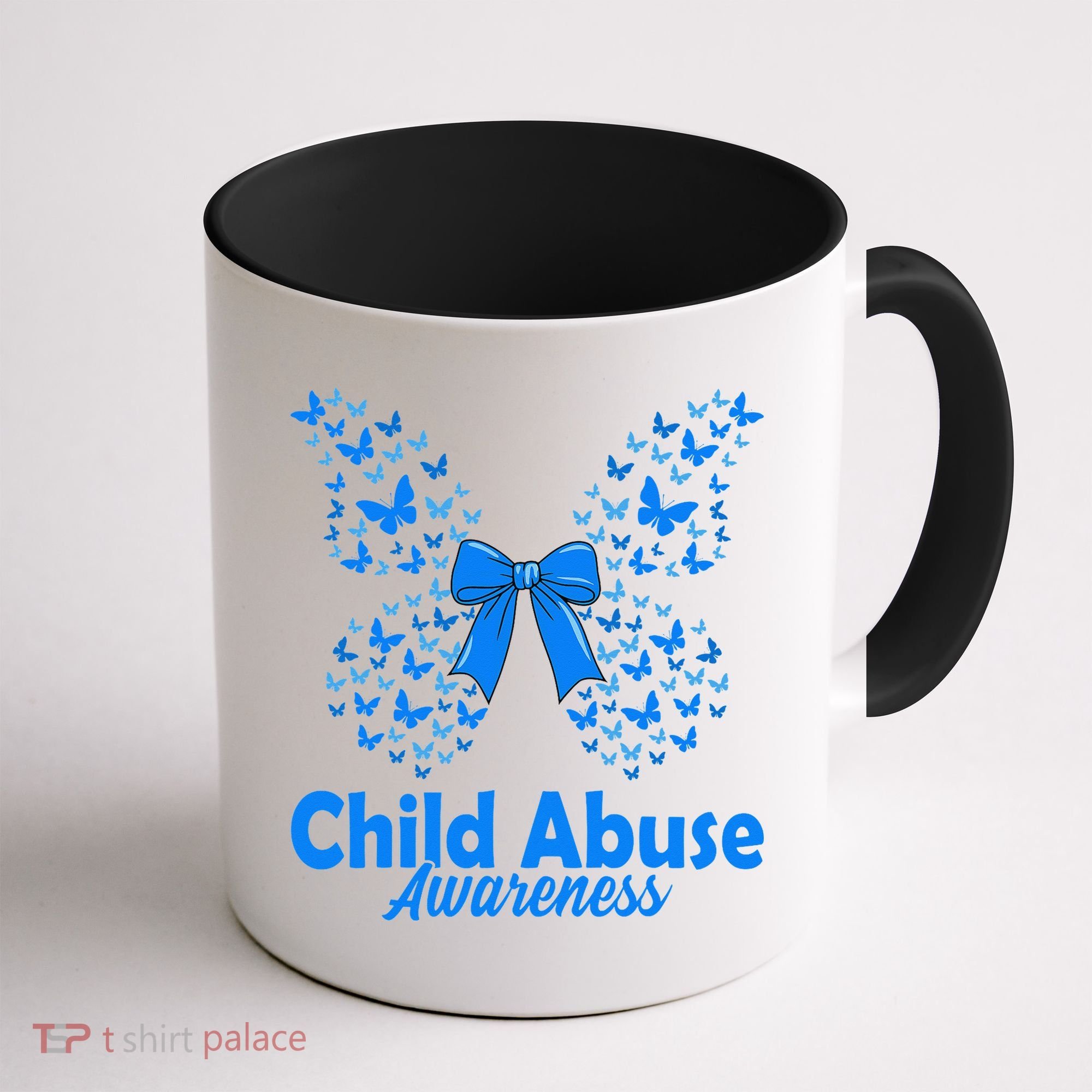 Child Abuse Awareness Month Blue Butterfly Coquette Bow Coffee Mug