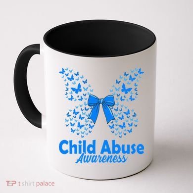 Child Abuse Awareness Month Blue Butterfly Coquette Bow Coffee Mug