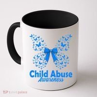 Child Abuse Awareness Month Blue Butterfly Coquette Bow Coffee Mug thumb 0