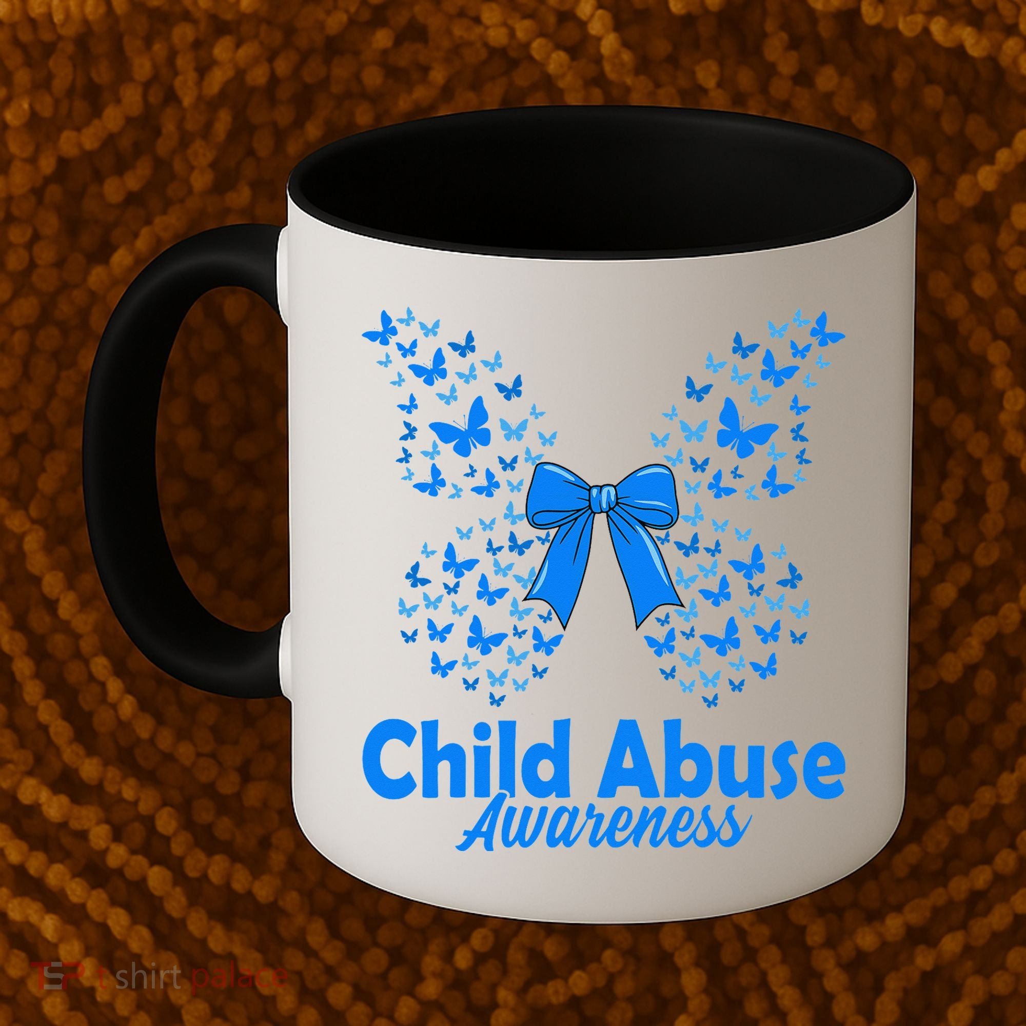 Child Abuse Awareness Month Blue Butterfly Coquette Bow Coffee Mug