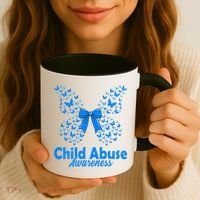 Child Abuse Awareness Month Blue Butterfly Coquette Bow Coffee Mug thumb 3
