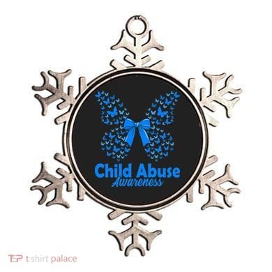 Child Abuse Awareness Month Blue Butterfly Coquette Bow Ornament