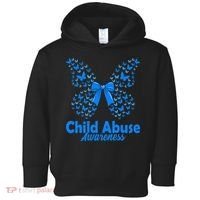 Child Abuse Awareness Month Blue Butterfly Coquette Bow Toddler Hoodie thumb 0