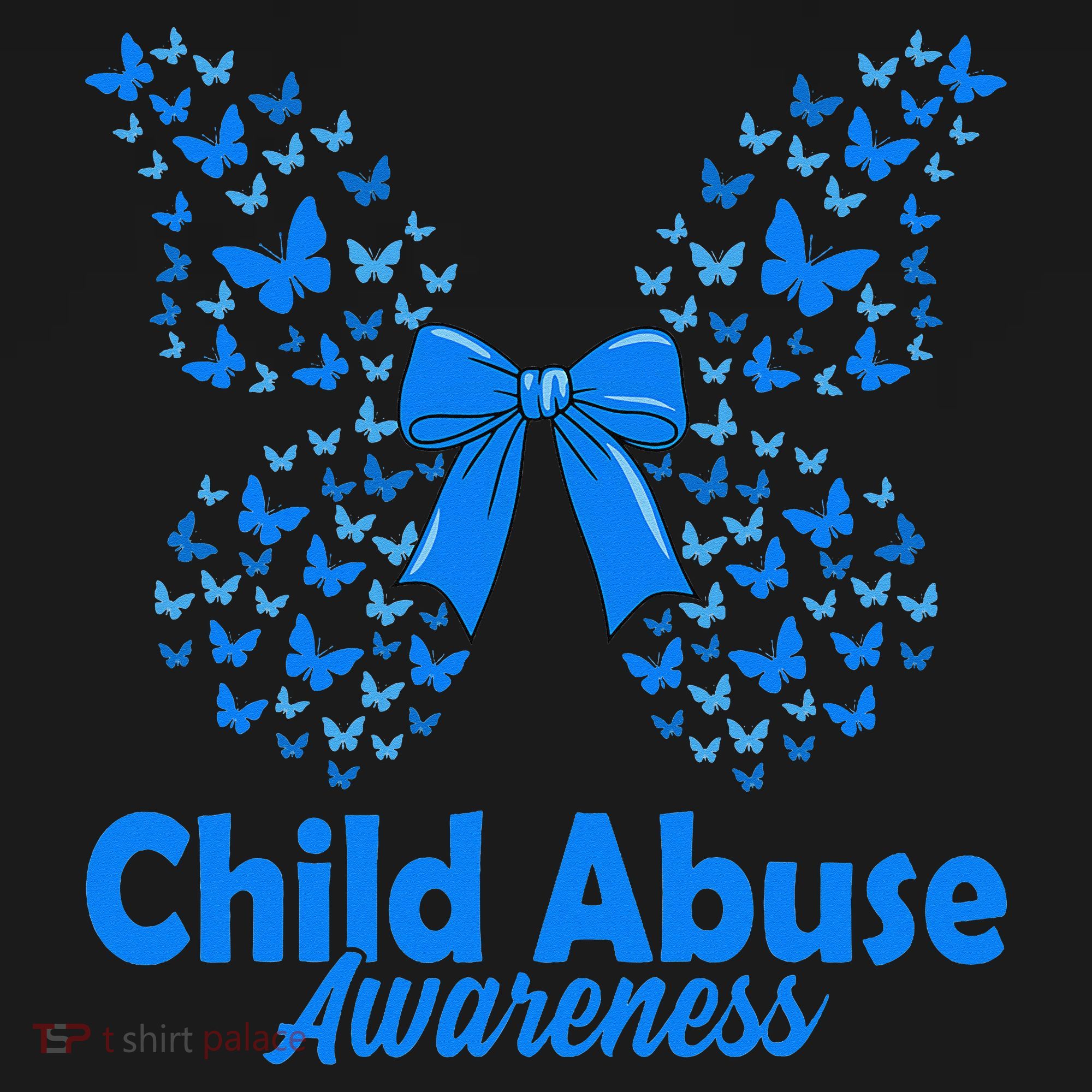 Child Abuse Awareness Month Blue Butterfly Coquette Bow Toddler Hoodie