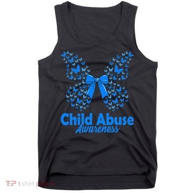 Child Abuse Awareness Month Blue Butterfly Coquette Bow Tank Top