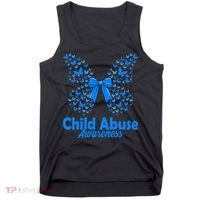Child Abuse Awareness Month Blue Butterfly Coquette Bow Tank Top thumb 0
