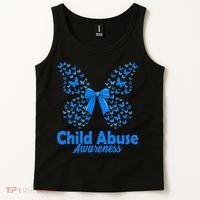 Child Abuse Awareness Month Blue Butterfly Coquette Bow Tank Top thumb 2