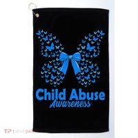 Child Abuse Awareness Month Blue Butterfly Coquette Bow Golf Towel thumb 0