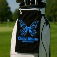 Child Abuse Awareness Month Blue Butterfly Coquette Bow Golf Towel thumb 2