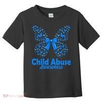 Child Abuse Awareness Month Blue Butterfly Coquette Bow Toddler T-Shirt thumb 0