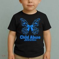 Child Abuse Awareness Month Blue Butterfly Coquette Bow Toddler T-Shirt thumb 2