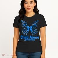 Child Abuse Awareness Month Blue Butterfly Coquette Bow Women's T-Shirt thumb 4
