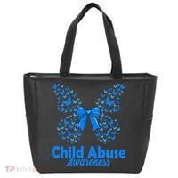 Child Abuse Awareness Month Blue Butterfly Coquette Bow Tote Bag thumb 0
