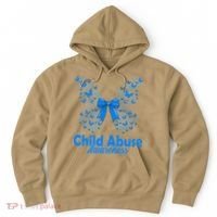 Child Abuse Awareness Month Blue Butterfly Coquette Bow Hoodie thumb 0