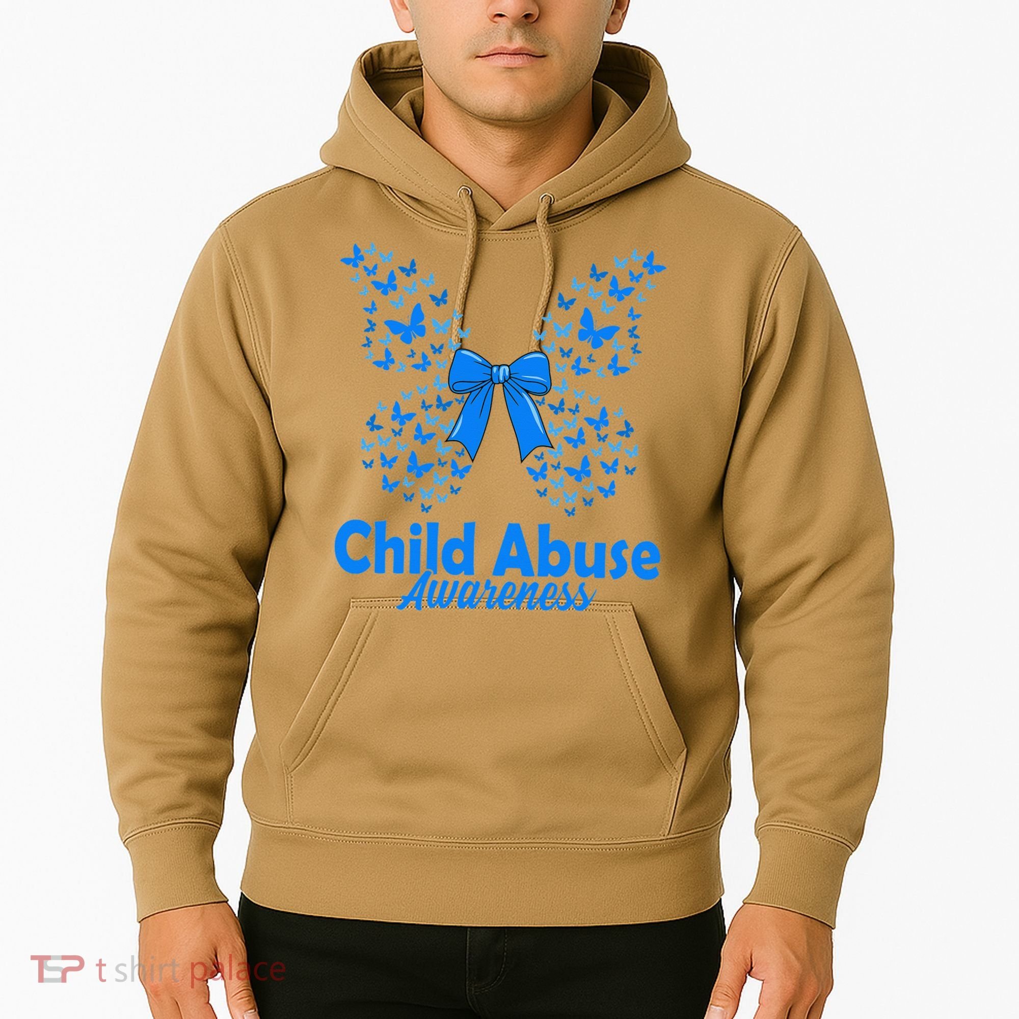 Child Abuse Awareness Month Blue Butterfly Coquette Bow Hoodie