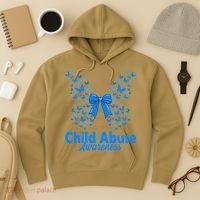 Child Abuse Awareness Month Blue Butterfly Coquette Bow Hoodie thumb 3