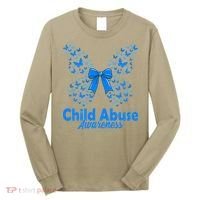 Child Abuse Awareness Month Blue Butterfly Coquette Bow Long Sleeve Shirt thumb 0