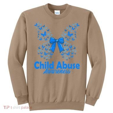 Child Abuse Awareness Month Blue Butterfly Coquette Bow Sweatshirt